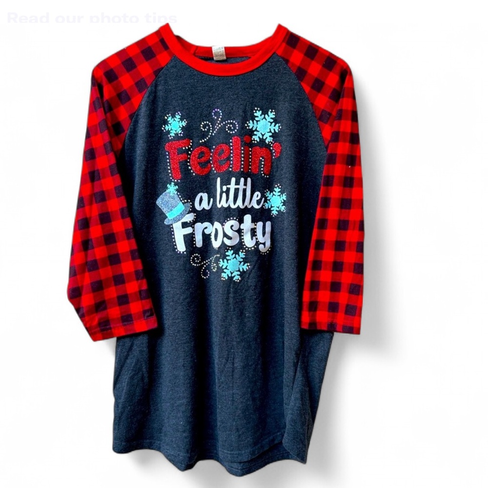 LUXURY JLT Feelin’ a little Frosty Bling Christmas Shirt / Size Large